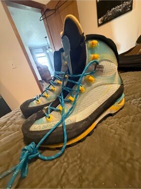 La Sportiva Women's Blue and Yellow Mountaineering Boots